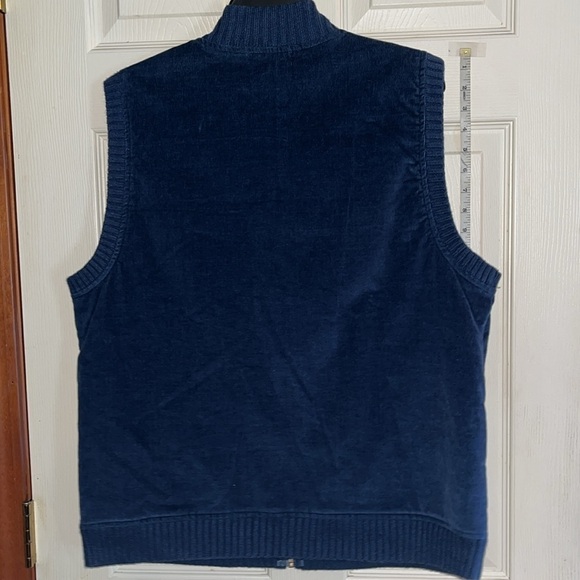 VTG-Alfred Dunner- 12-navy blue-corduroy sleeveless zip up vest lined rib detail - Picture 2 of 12